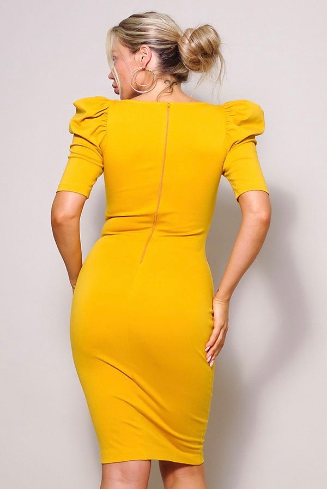 Honey Mustard Puff Dress